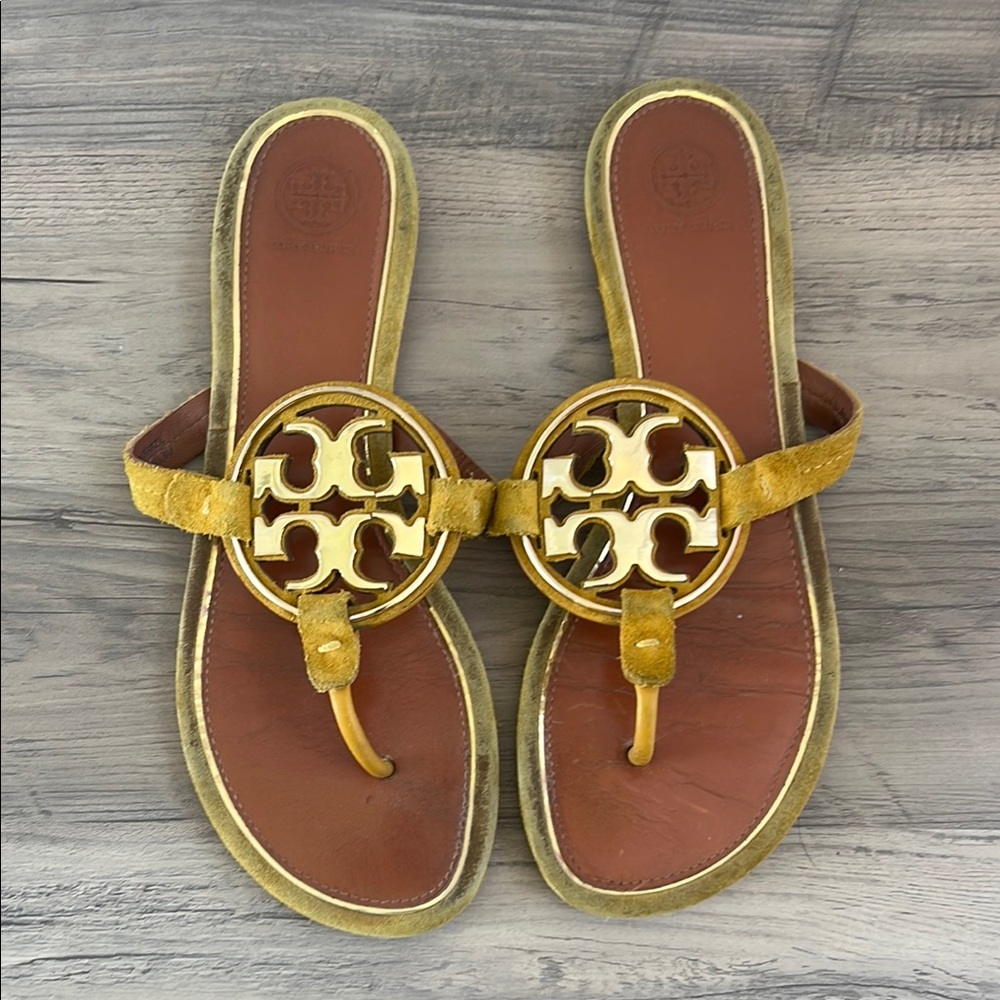 Tory Burch Gold Metal Miller Sandals 8.5